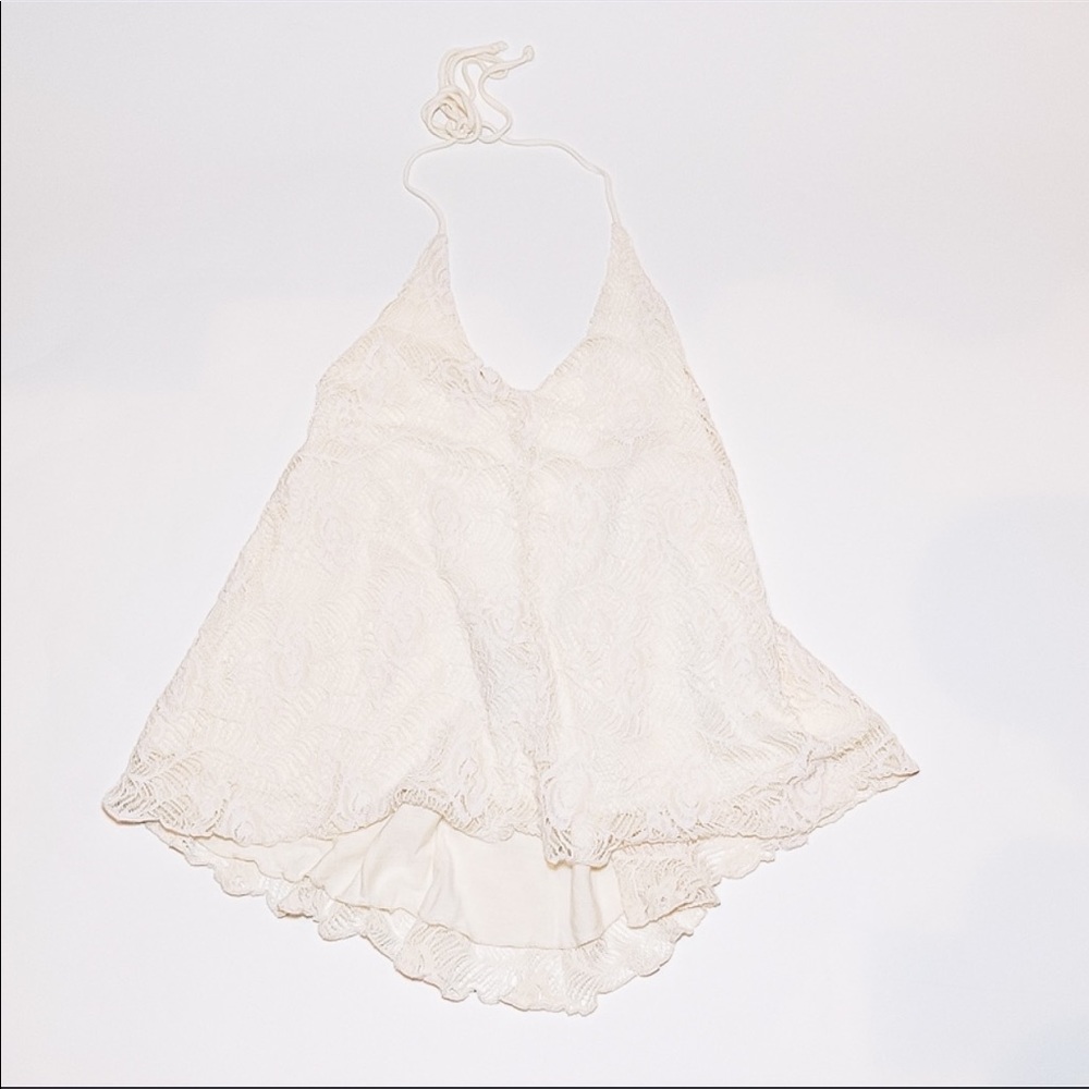 🌻Urban Outfitters Lace Halter Top Ivory - Picture 3 of 5